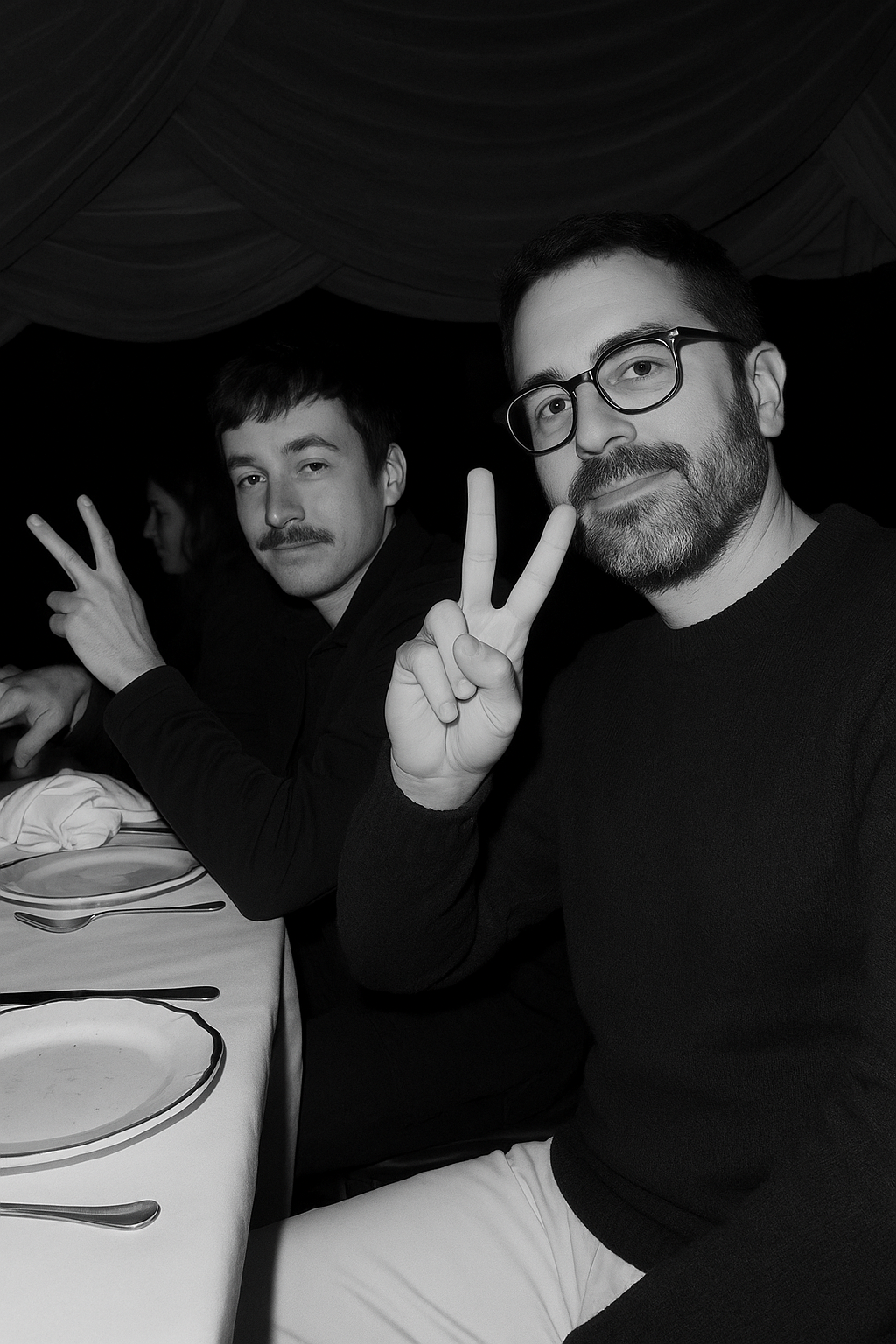 Team Christmas dinner 2024 - peace signs
